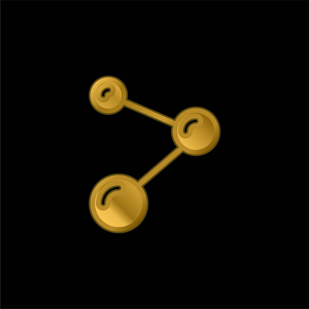 Átomos chapado en oro icono metálico o logotipo vector - Vector, Imagen