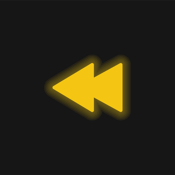 Icono de neón brillante amarillo hacia atrás - Vector, Imagen