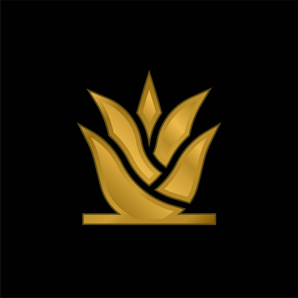 Aloe Vera επίχρυσο μεταλλικό εικονίδιο ή το λογότυπο διάνυσμα - Διάνυσμα, εικόνα