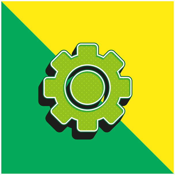 Big Gear Zöld és sárga modern 3D vektor ikon logó - Vektor, kép