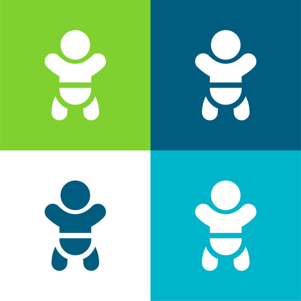 Ensemble d'icônes minime Baby Flat quatre couleurs - Vecteur, image