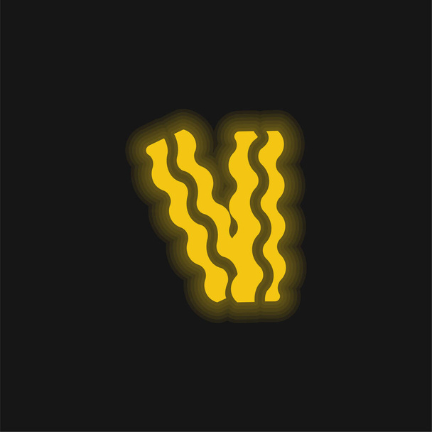 Boczek żółty świecący neon ikona - Wektor, obraz