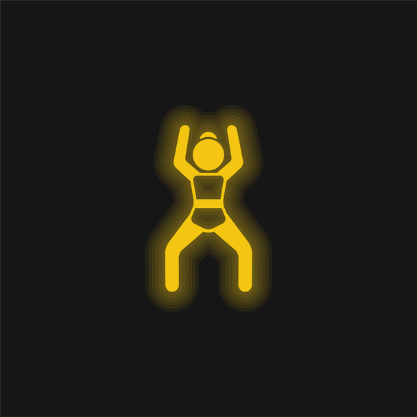Brazos arriba Posición amarillo brillante icono de neón - Vector, imagen