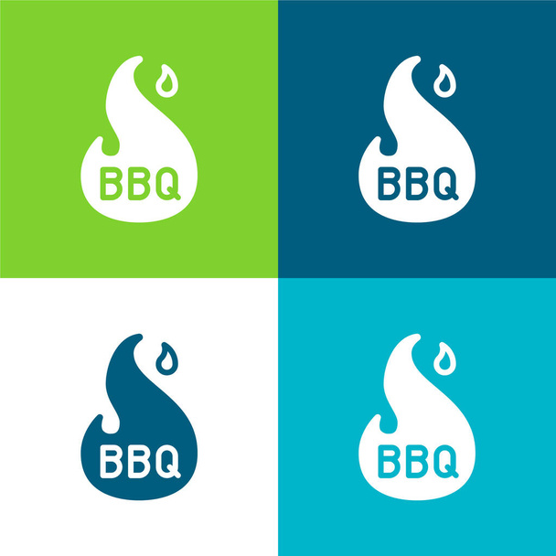 Bbq Lapos négy szín minimális ikon készlet - Vektor, kép