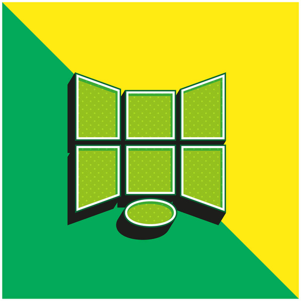 3d Yeşil ve sarı modern 3d vektör simgesini göster - Vektör, Görsel