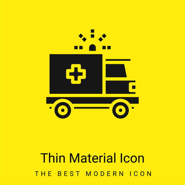 Ambulance minimal bright yellow material icon - Vector, Image