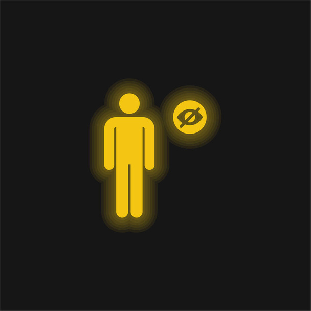 Icono de neón brillante amarillo ciego - Vector, Imagen