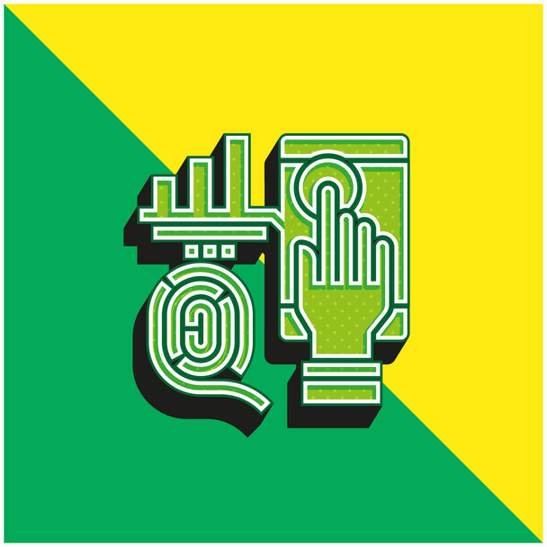 Βιομετρικό πράσινο και κίτρινο σύγχρονο 3d διάνυσμα εικονίδιο λογότυπο - Διάνυσμα, εικόνα