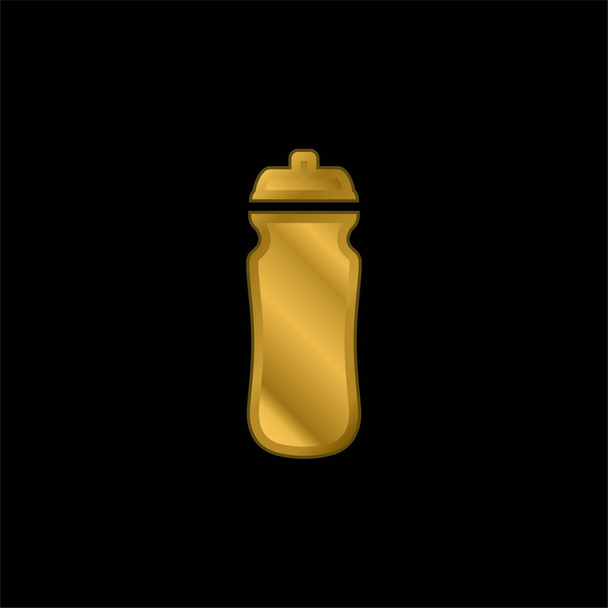 Botella de agua chapado en oro icono metálico o logo vector - Vector, Imagen
