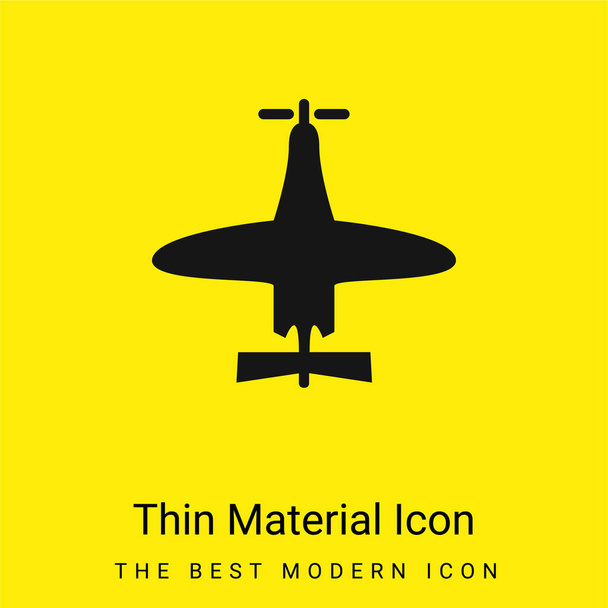 Avión de tamaño pequeño Top View icono de material amarillo brillante mínimo - Vector, Imagen