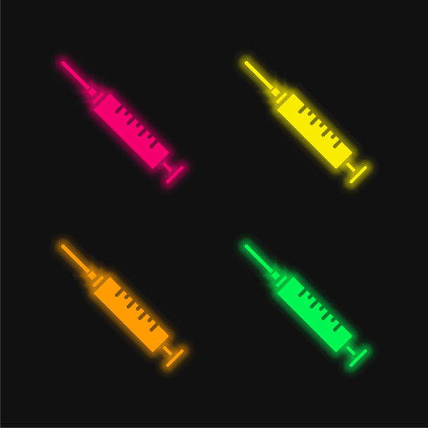 Anästhesie vier Farben leuchtenden Neon-Vektor-Symbol - Vektor, Bild