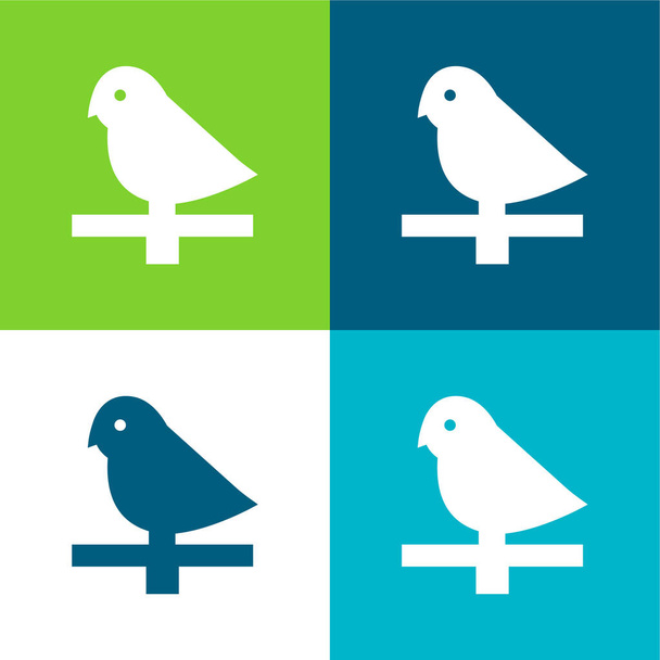 Oiseau plat quatre couleurs minimum jeu d'icônes - Vecteur, image