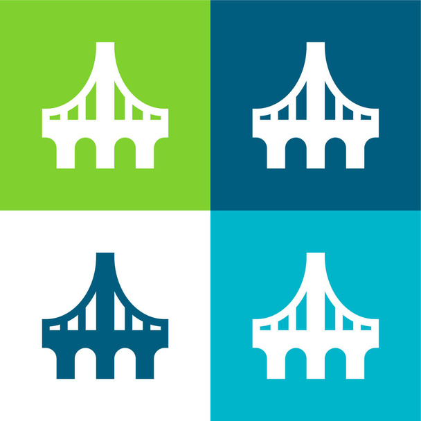 Γέφυρες Επίπεδο σύνολο εικονιδίου τεσσάρων χρωμάτων - Διάνυσμα, εικόνα