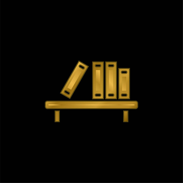 Półka książki złocona metaliczna ikona lub wektor logo - Wektor, obraz