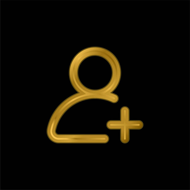 Dodaj użytkownika złoconą metaliczną ikonę lub wektor logo - Wektor, obraz