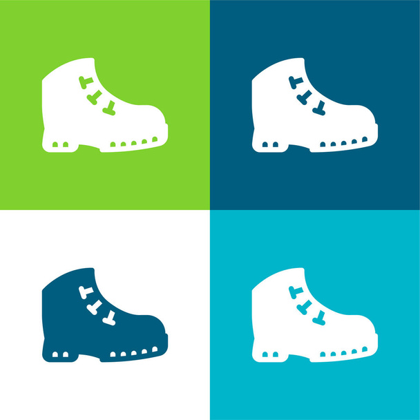 Boots Flat four color minimal icon set - Vector, Image