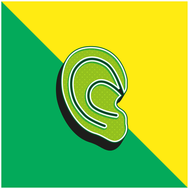 Big Ear Green i żółty nowoczesny ikona wektora 3D logo - Wektor, obraz