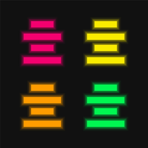 Align Center Чотири кольори світяться неонова векторна ікона - Вектор, зображення