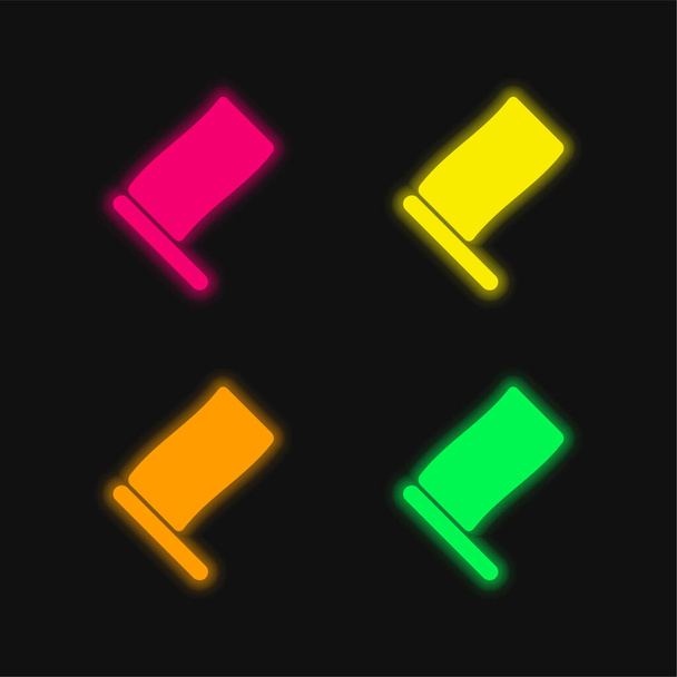 Bandeira preta ícone de vetor neon brilhante de quatro cores - Vetor, Imagem