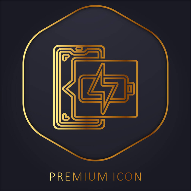 Batterijlading gouden lijn premium logo of pictogram - Vector, afbeelding