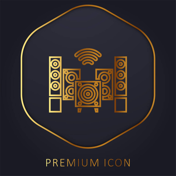 Áudio linha dourada logotipo premium ou ícone - Vetor, Imagem