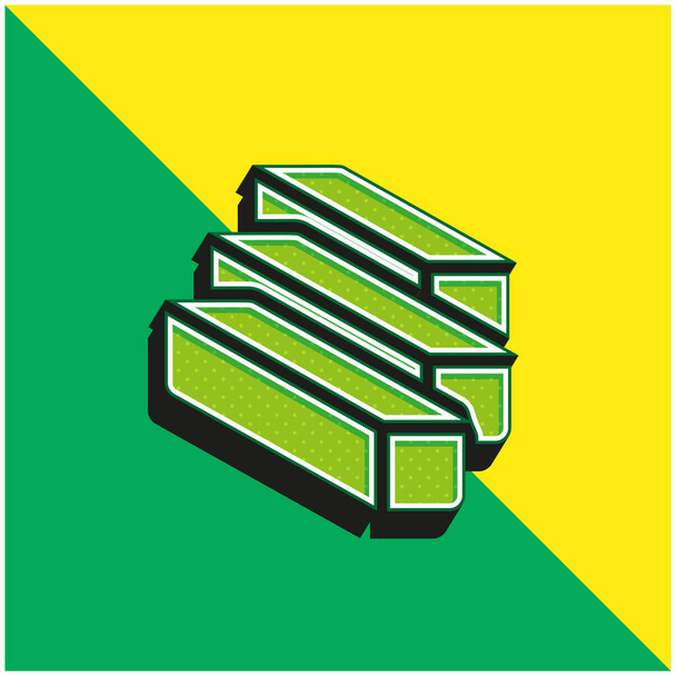 Sugár Zöld és sárga modern 3D vektor ikon logó - Vektor, kép