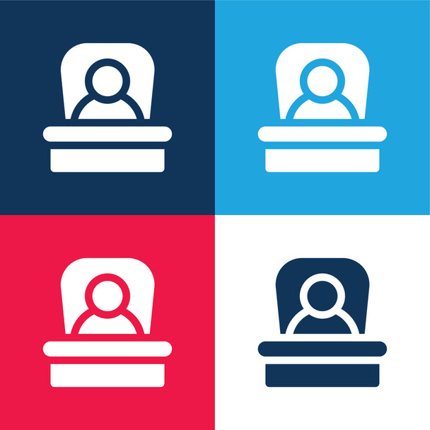 Conjunto de iconos mínimo de cuatro colores azul y rojo del jefe - Vector, imagen