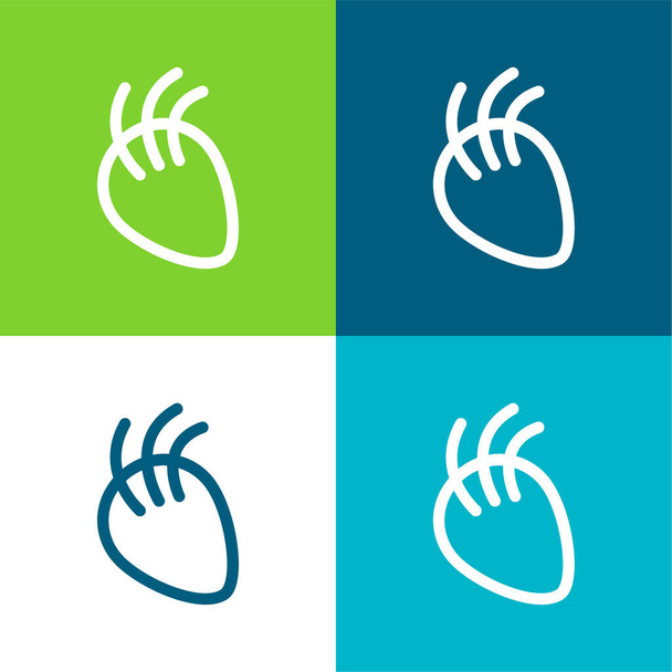 Body Part With Lines Flat four color minimal icon set - Vector, Image