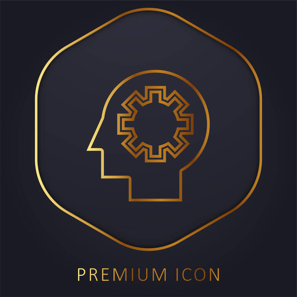 Εγκέφαλος Διαδικασία χρυσή γραμμή πριμοδότηση λογότυπο ή εικονίδιο - Διάνυσμα, εικόνα
