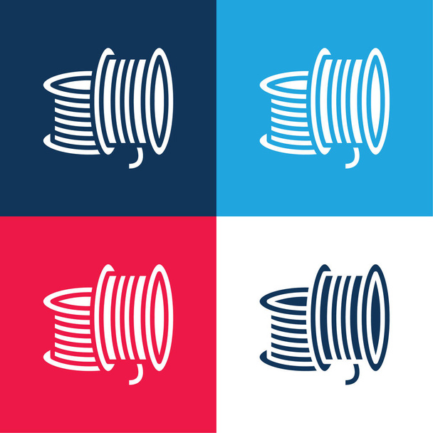 3d impressão filamento azul e vermelho quatro cores conjunto de ícones mínimos - Vetor, Imagem