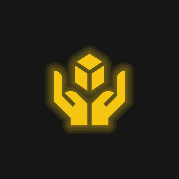 Caja amarilla brillante icono de neón - Vector, imagen