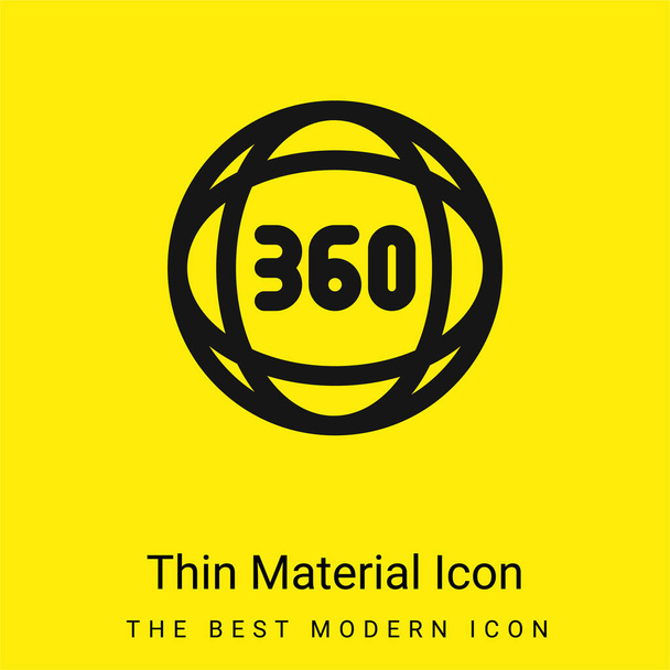 Icono de material amarillo brillante mínimo de 360 grados - Vector, Imagen
