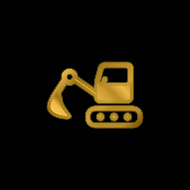 Baggerlader vergoldet metallisches Symbol oder Logo-Vektor - Vektor, Bild
