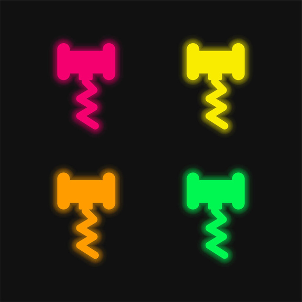 Palack nyitó négy színű izzó neon vektor ikon - Vektor, kép
