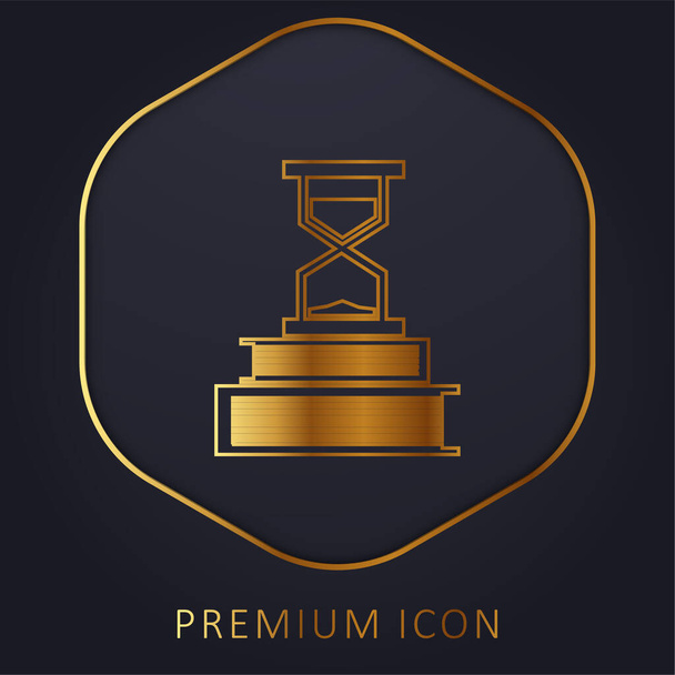 Livres et horloge de sable ligne d'or logo premium ou icône - Vecteur, image