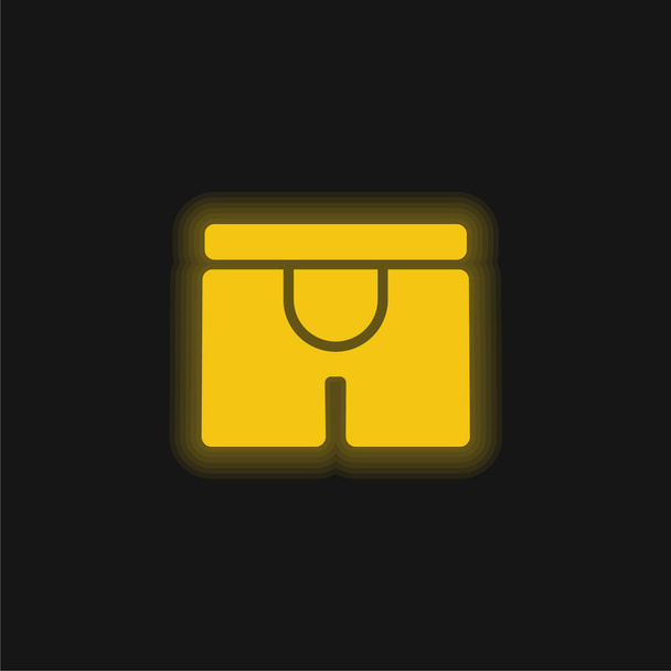 Boxers yellow glowing neon icon - Vector, Image