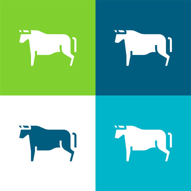 Beef Flat four color minimal icon set - Vector, Image