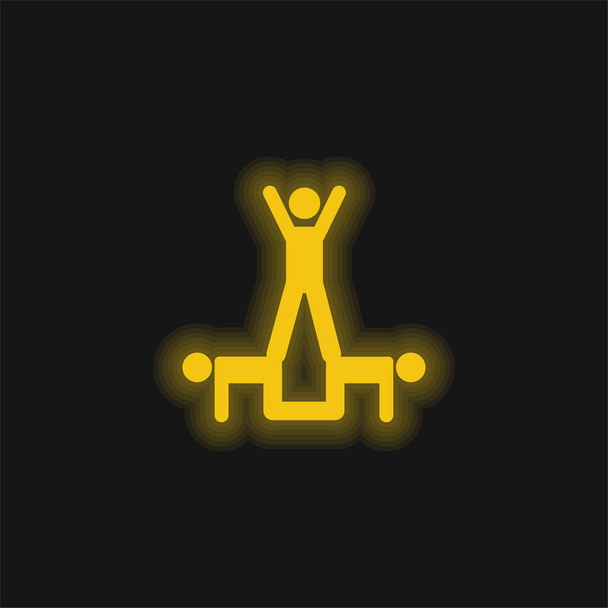 Acrobacia Acrobats Group Silueta amarillo brillante icono de neón - Vector, imagen