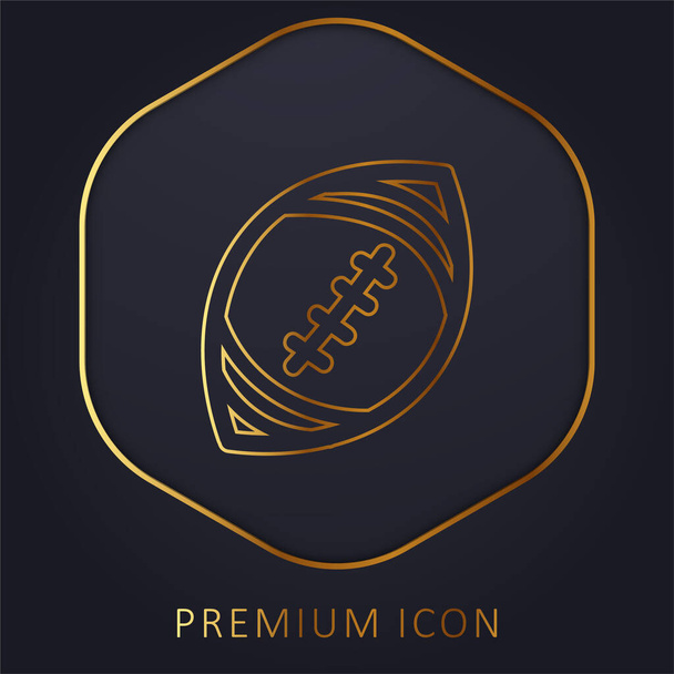 American Football Ball Hand Drawn Outline golden line premium logo or icon - Vector, Image