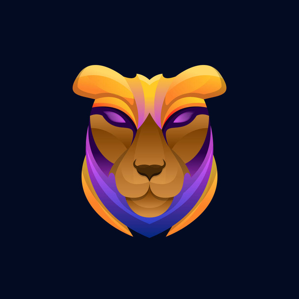 Lví tvář s barevným stylem návrhu vektorové šablony - Vektor, obrázek