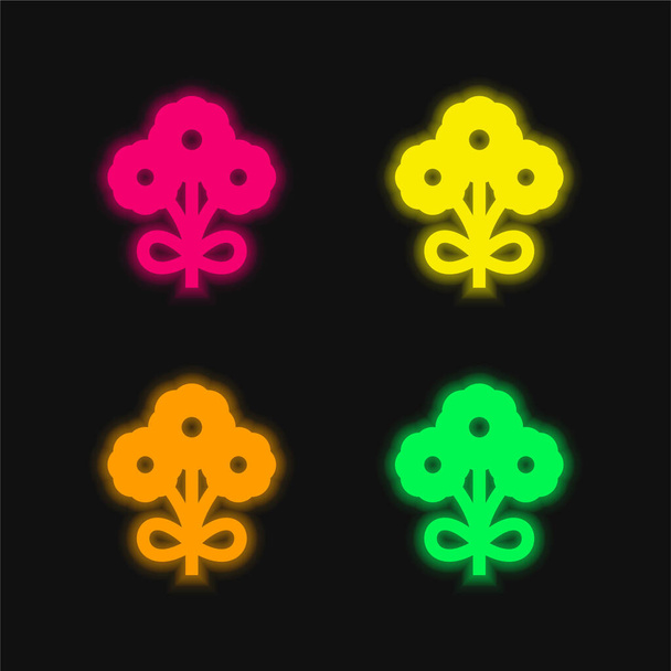 Bouquet quattro colori incandescente icona al neon vettore - Vettoriali, immagini