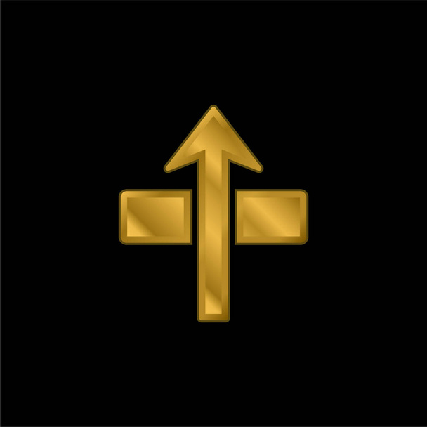 Flecha a través de oro plateado icono metálico o logo vector - Vector, Imagen