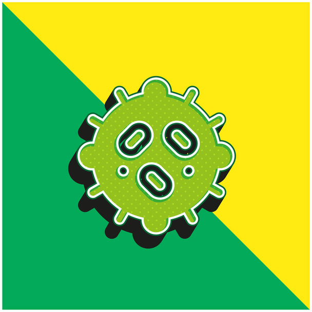 Bakterien Grünes und gelbes modernes 3D-Vektorsymbol-Logo - Vektor, Bild