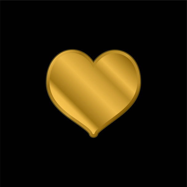 Coração preto em forma de ouro banhado a ouro ícone metálico ou vetor logotipo - Vetor, Imagem