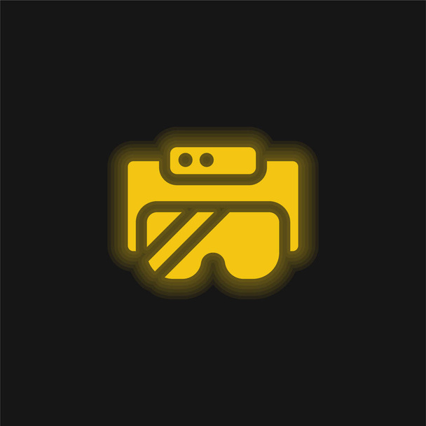 Ar Bril geel gloeiend neon icoon - Vector, afbeelding
