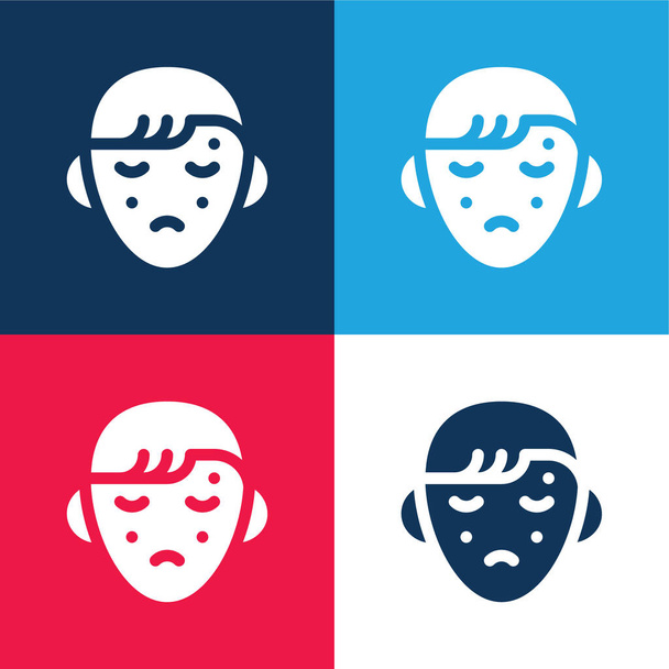 Acne blue and red four color minimal icon set - Vector, Image