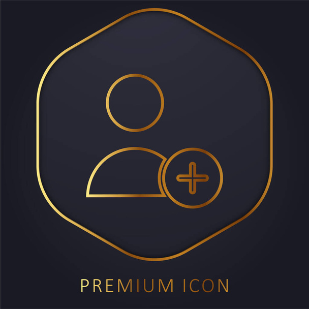 Añadir usuario línea de oro logotipo premium o icono - Vector, Imagen
