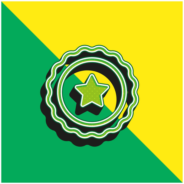 Insignia verde y amarillo moderno logotipo del icono del vector 3d - Vector, Imagen