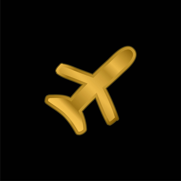 Позолоченная икона самолета или вектор логотипа - Вектор,изображение