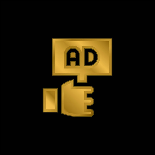 Publicidade banhado a ouro ícone metálico ou vetor logotipo - Vetor, Imagem